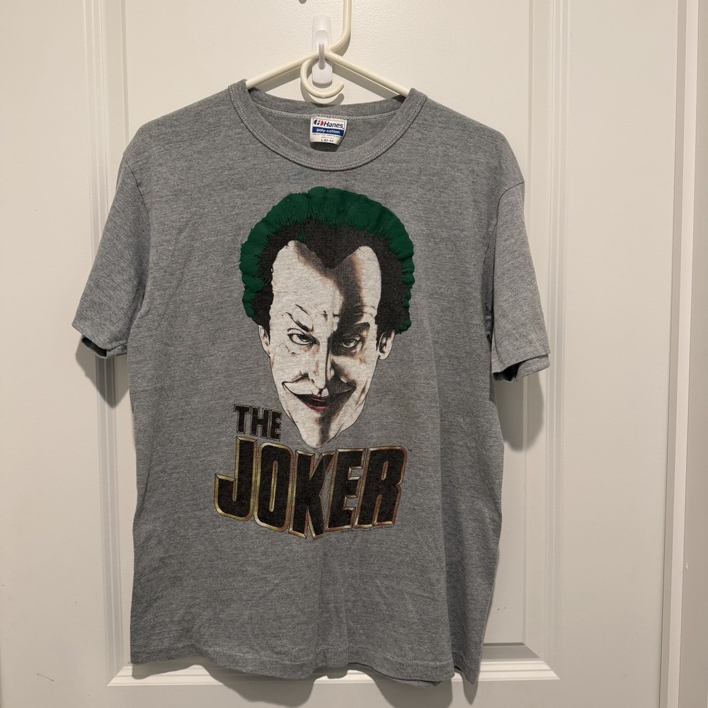 Vtge 80s THE JOKER BATMAN BACK HA HA JACK NICHOLSON MOVIE Tshirt Size Large Rare